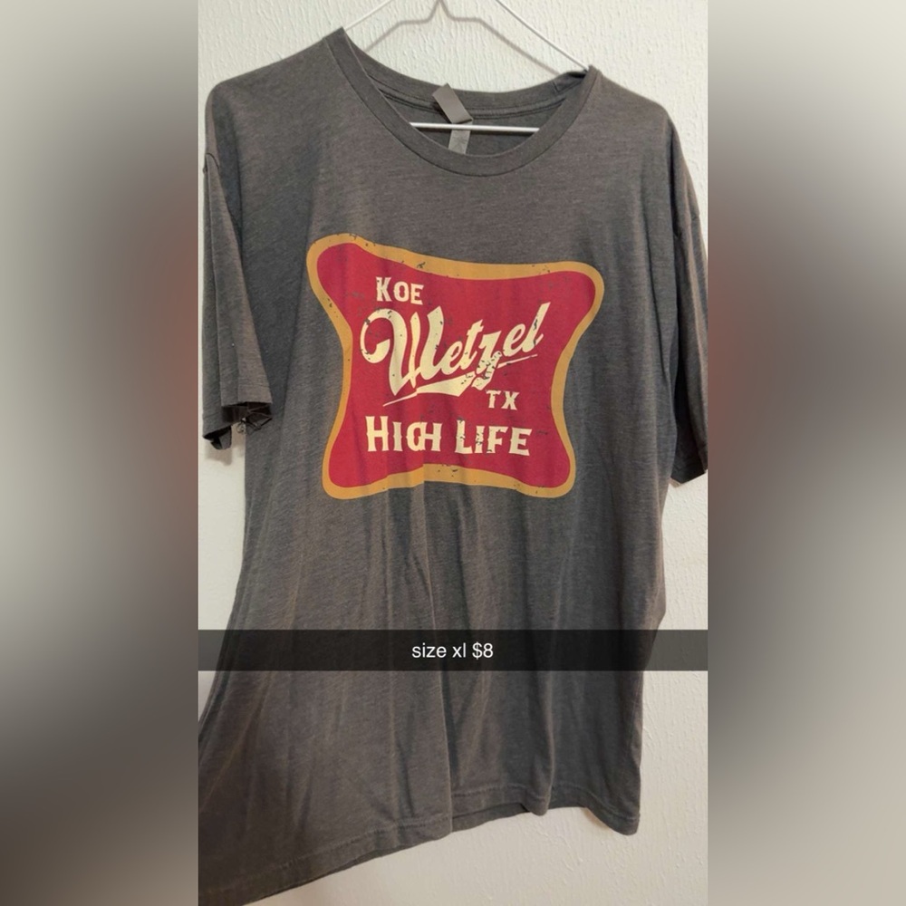 Gray Graphic T-Shirt with Red and White Design